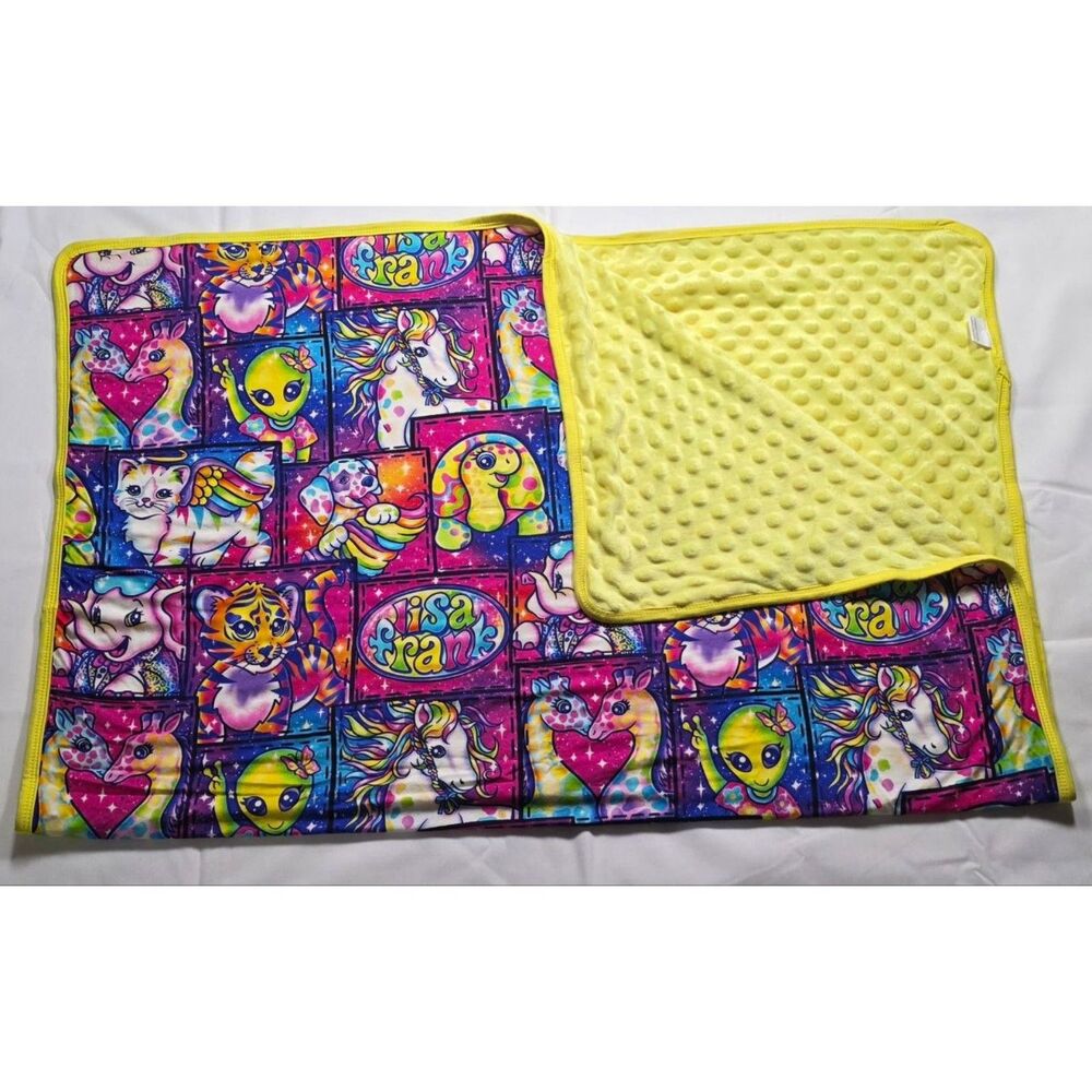 Lisa Frank Print Bamboo Minky-Style Blanket Rainbow Unicorn Y2K 90s NWOT